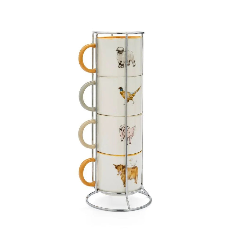Cooksmart Buttercup Beker - Set van 4 in Houder - Fine China