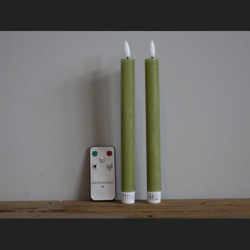 Countryfield LED Dinerkaars L Rustiek - Groen - Set van 2 - 22 cm