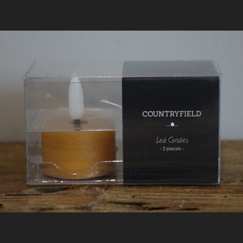 Countryfield LED Waxine-Licht Rustiek - Oker - Set van 2