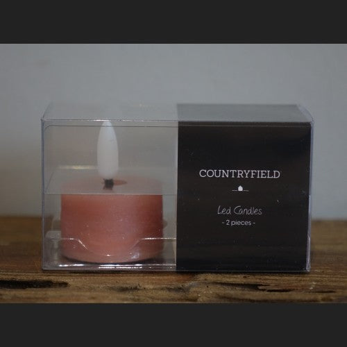 Countryfield LED Waxine-Licht Rustiek - Roze - Set van 2