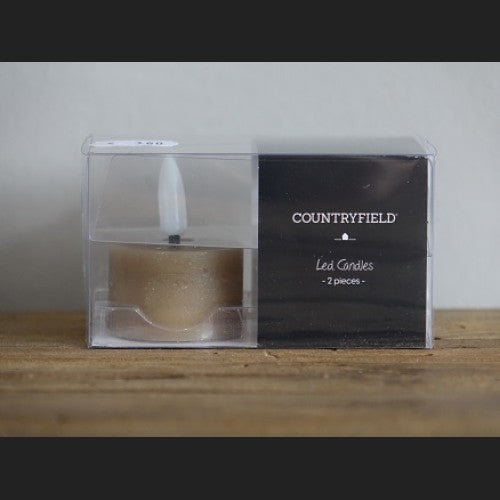 Countryfield LED Waxine-Licht Rustiek - Taupe - Set van 2