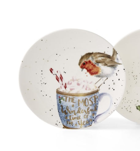 Wrendale Designs Robin Gebaksbordje - Roodborstje - Porselein - Ø 16,5 cm