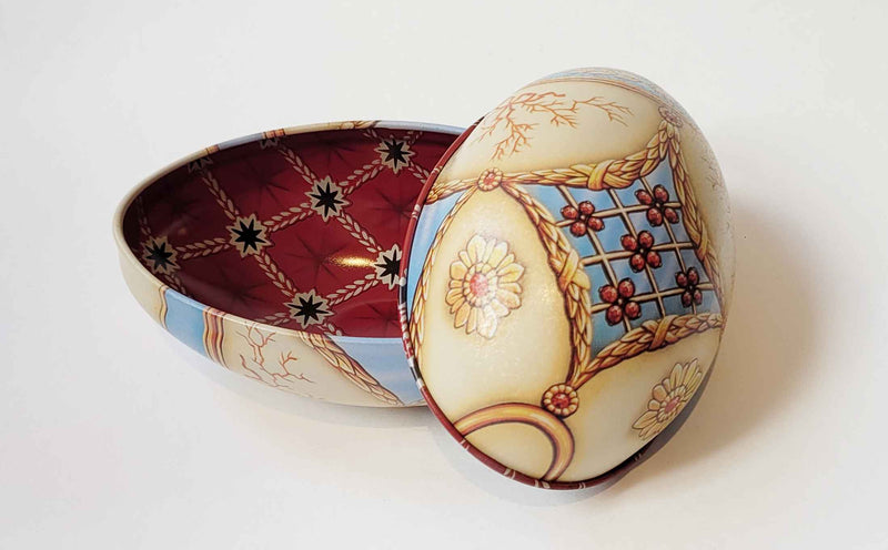 Fabergé Ei Heritage Blikje - Crème/Blauw - Metaal - 11 cm x 6,9 cm x 7,1 cm