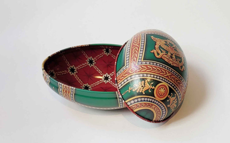 Fabergé Ei Heritage Blikje - Groen/Bruin - Metaal - 11 cm x 6,9 cm x 7,1 cm
