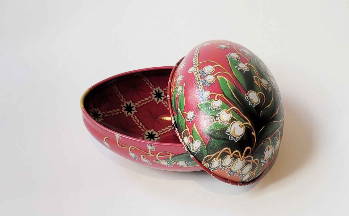 Fabergé Ei Heritage Blikje - Rood/Bloem - Metaal - 11 cm x 6,9 cm x 7,1 cm