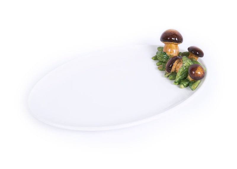 Piccobella Schaal  Cantharellen - Wit - Keramiek - 37 cm x 24 cm