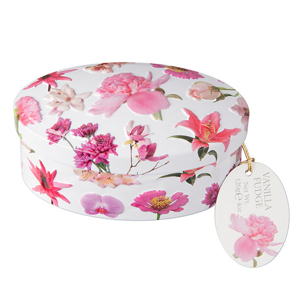 Gardiners of Scotland Flower Vanilla Fudge Blikje - Roze Bloemen - 120 gram