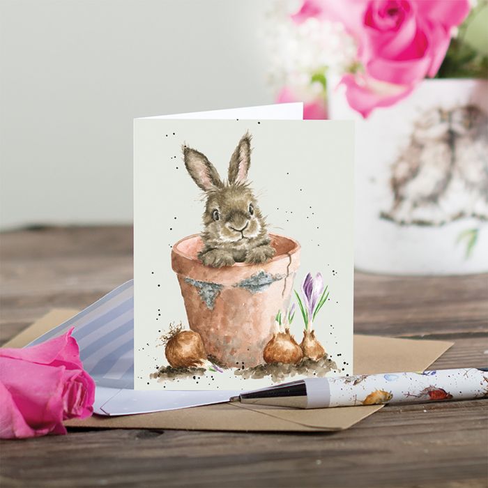 Wrendale Designs Flower Pot Bunny Kaartje