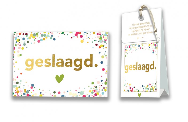 Kaart met Geurtasje - Geslaagd.