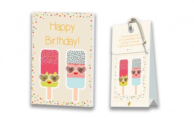 Kaart met Geurtasje - Happy birthday!
