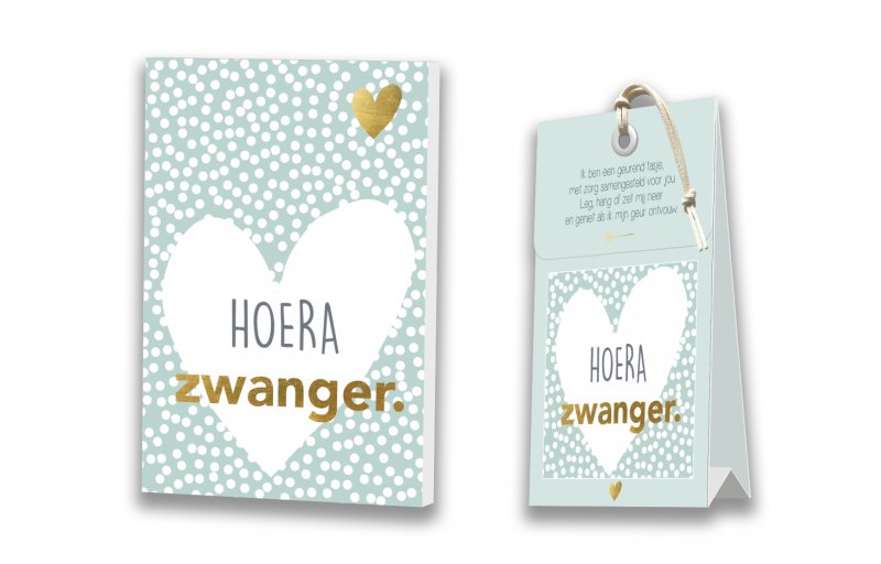 Kaart met Geurtasje - Hoera zwanger
