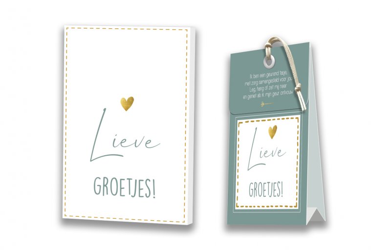 Kaart met Geurtasje - Lieve Groetjes!
