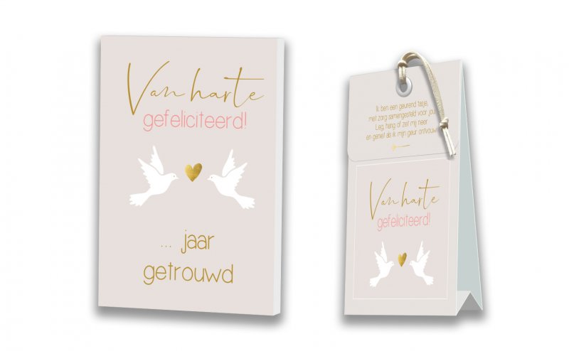 Kaart met Geurtasje - Van harte gefeliciteerd ...... jaar getrouwd
