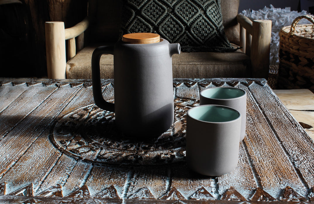 OGO Living Outo Theepot - Aardewerk/Hout - 900 ml