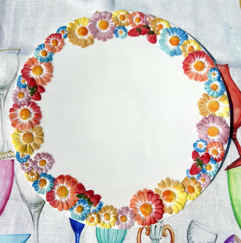 Piccobella Fiori Taartschaal - Bloemen - Keramiek - Ø 36 cm