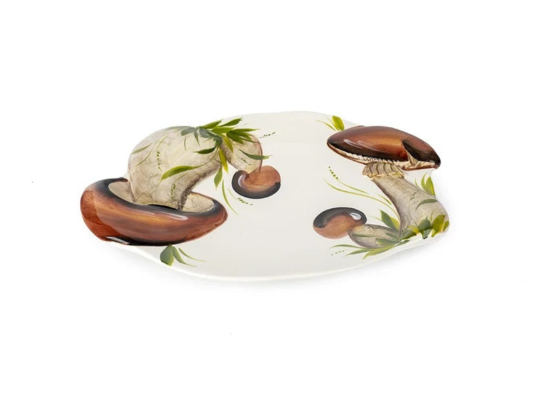 Piccobella Schaal - Paddenstoel - Bruin/Wit - Keramiek - 45 cm x 30 cm