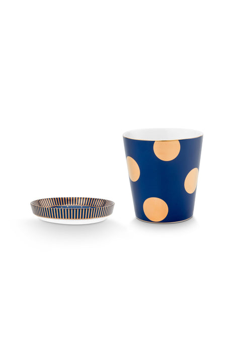 Pip Studio Dot Delight Navy-Gold Beker met Theetip - Porselein - 290 ml