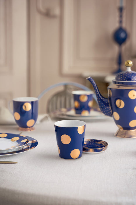 Pip Studio Dot Delight Navy-Gold Beker met Theetip - Porselein - 290 ml