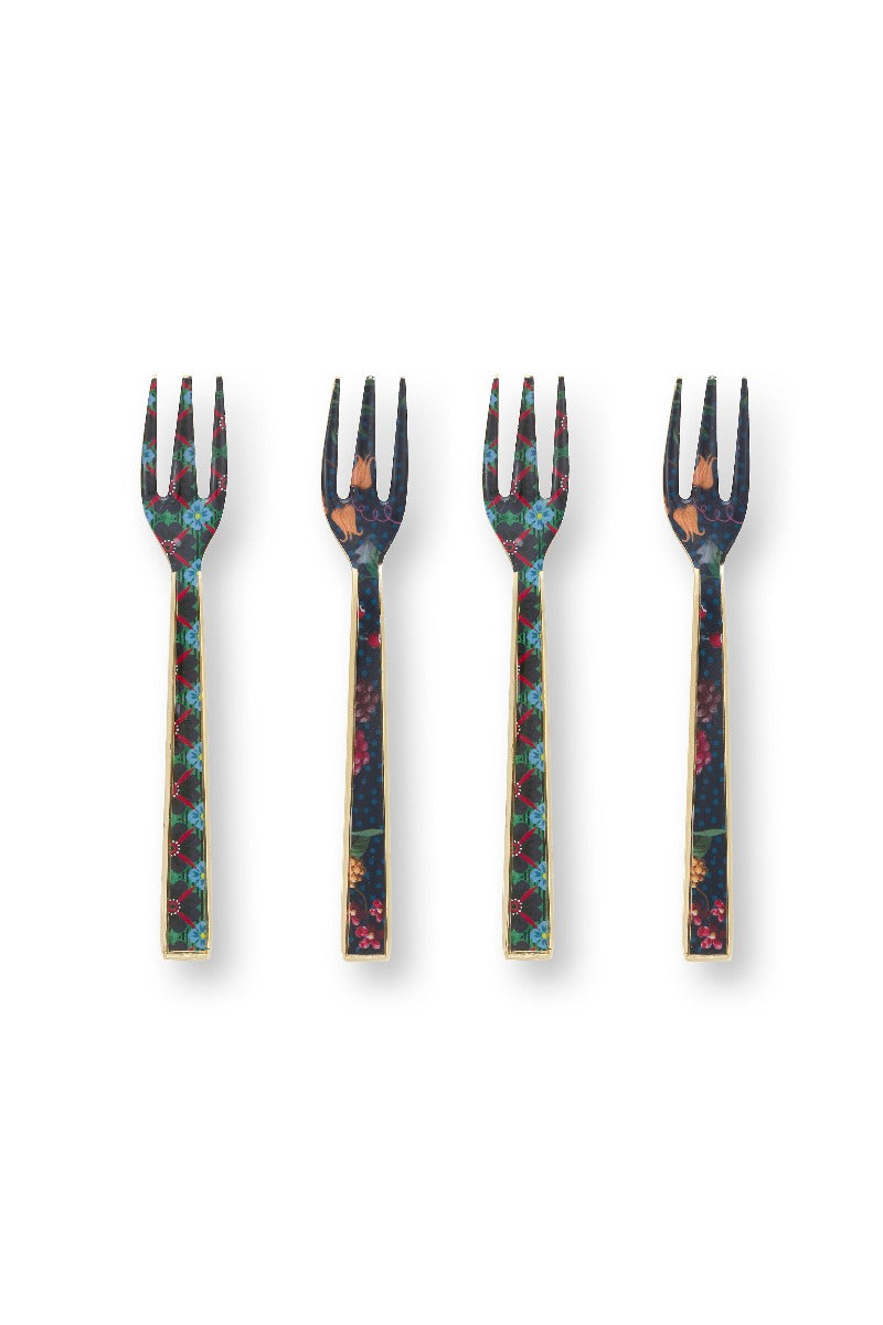 Pip Studio Berry Blues Gebaksvorkjes - Set van 4 stuks - Emaille - 14,5 cm