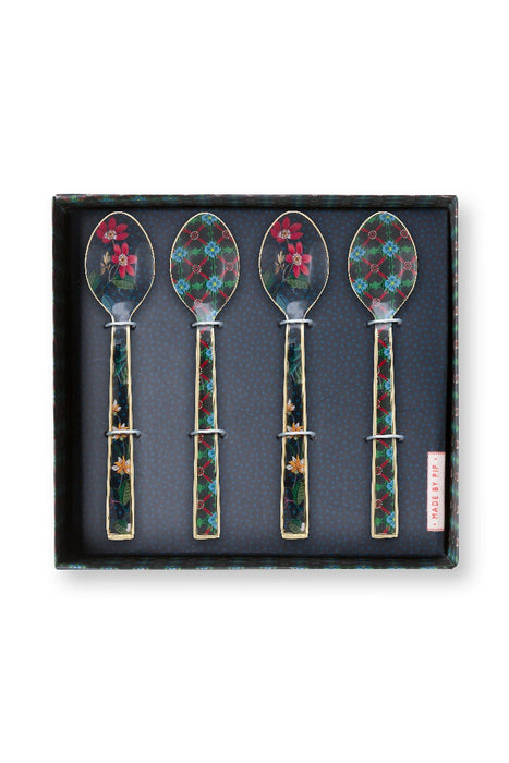 Pip Studio Berry Blues Theelepeltjes - Set van 4 stuks - Emaille - 14,5 cm