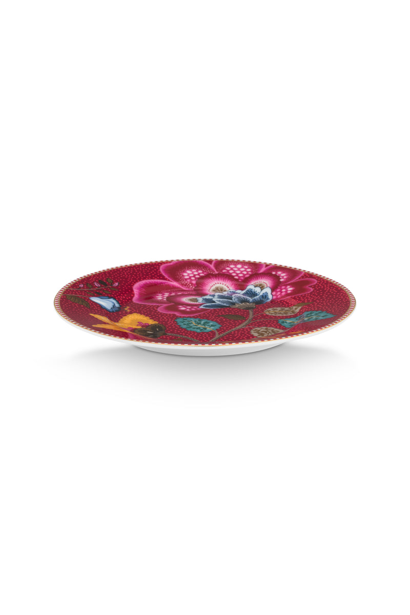 Pip Studio Blooming Tales Fantasy Dark Red Gebaksbordje - Porselein - Ø 17 cm