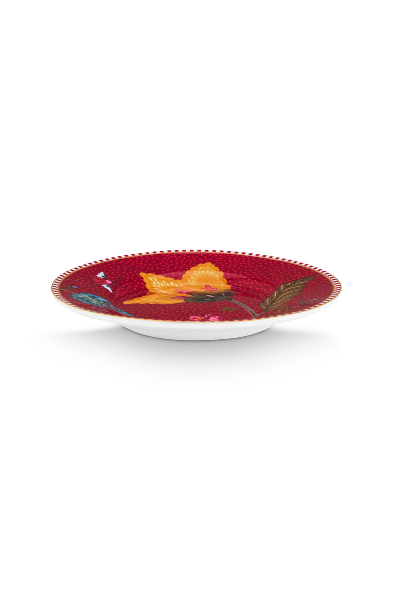 Pip Studio Blooming Tales Fantasy Dark Red Petit Four Bordje - Porselein - Ø 12 cm