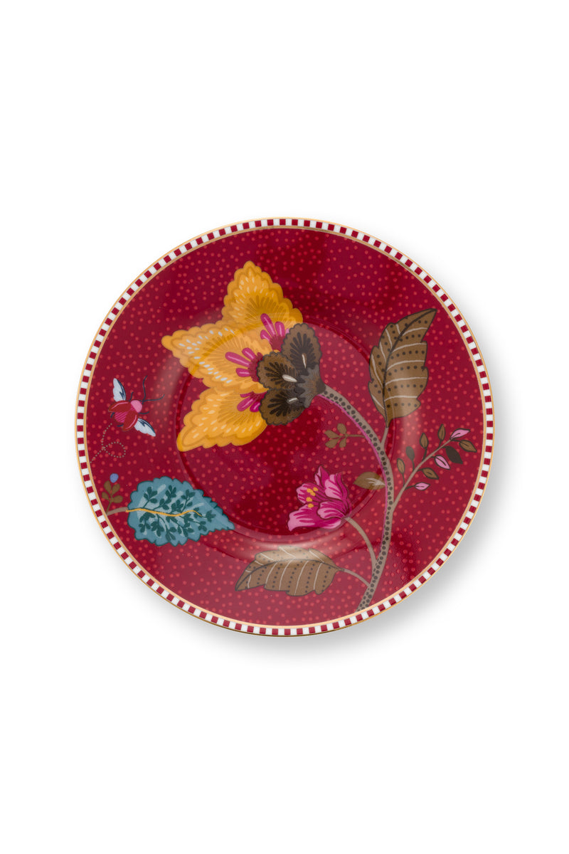 Pip Studio Blooming Tales Fantasy Dark Red Petit Four Bordje - Porselein - Ø 12 cm