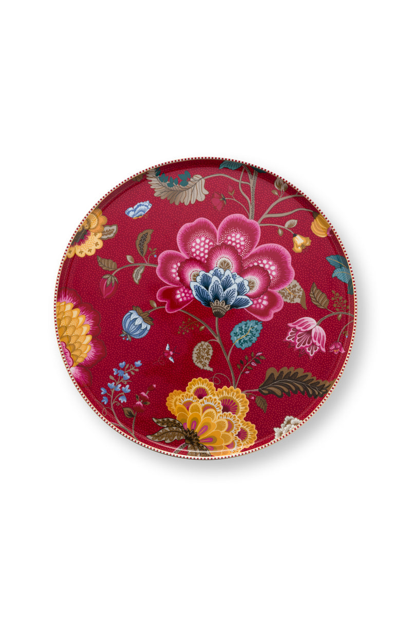 Pip Studio Blooming Tales Fantasy Dark Red Taartplateau - Porselein - Ø 30,5 cm