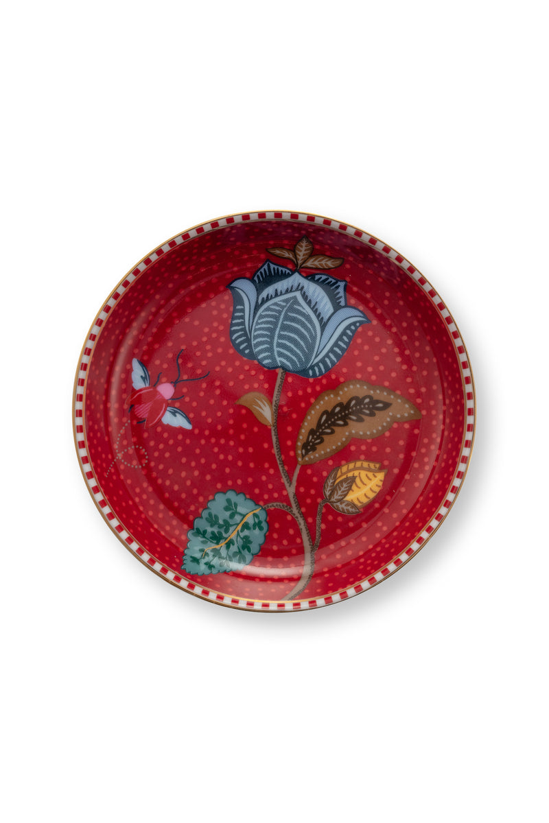 Pip Studio Blooming Tales Fantasy Dark Red Theetip - Porselein - Ø 9 cm