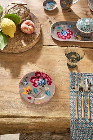 Pip Studio Blooming Tales Fantasy Khaki Gebaksbordje - Porselein - Ø 17 cm