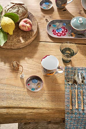 Pip Studio Blooming Tales Fantasy Khaki Theetip - Porselein - Ø 9 cm