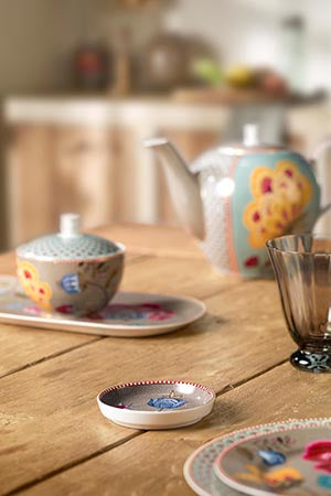 Pip Studio Blooming Tales Fantasy Khaki Theetip - Porselein - Ø 9 cm