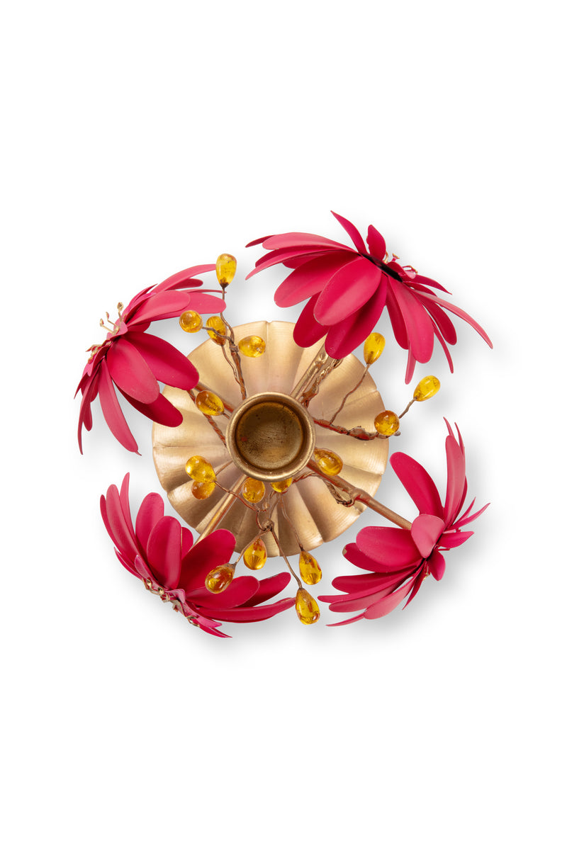 Pip Studio Blooming Tales Metal Red Kandelaar - Metaal - 15 cm x 15 cm