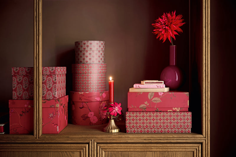 Pip Studio Blooming Tales Metal Red Kandelaar - Metaal - 15 cm x 15 cm