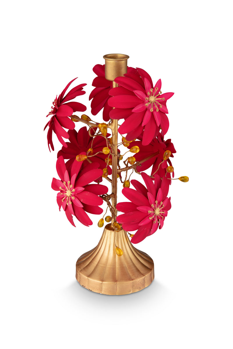 Pip Studio Blooming Tales Metal Red Kandelaar - Metaal - 29 cm x 26 cm