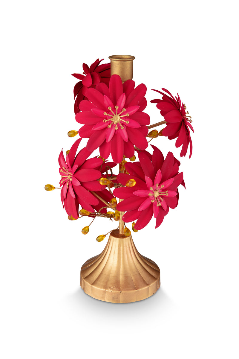 Pip Studio Blooming Tales Metal Red Kandelaar - Metaal - 29 cm x 26 cm