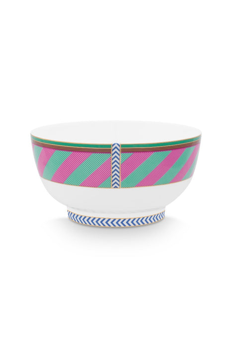 Pip Studio Chique Stripes Pink-Green Schaal - Bone China - Ø 18 cm