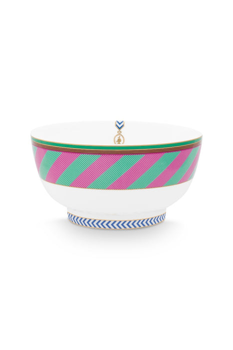 Pip Studio Chique Stripes Pink-Green Schaal - Bone China - Ø 18 cm