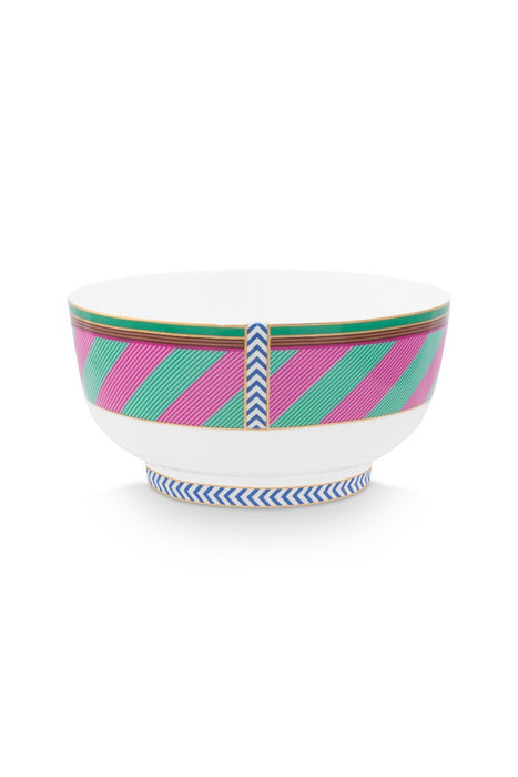 Pip Studio Chique Stripes Pink-Green Schaaltje - Bone China - Ø 15,5 cm