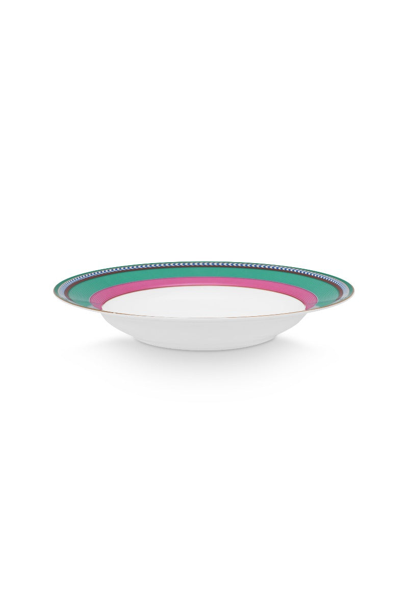Pip Studio Chique Stripes Pink-Green Soepbord - Bone China - Ø 23,5 cm