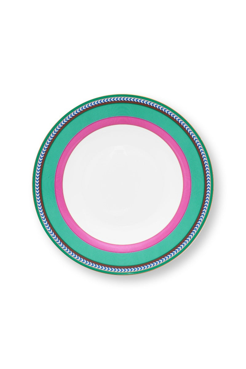 Pip Studio Chique Stripes Pink-Green Soepbord - Bone China - Ø 23,5 cm