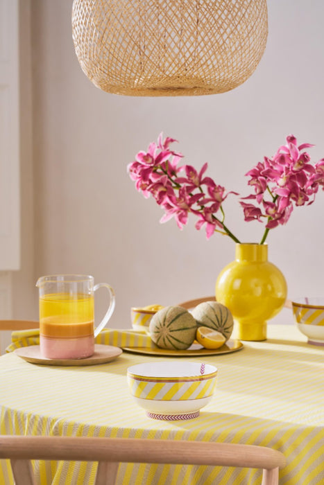 Pip Studio Chique Stripes Yellow Schaaltje - Porselein - Ø 15,5 cm