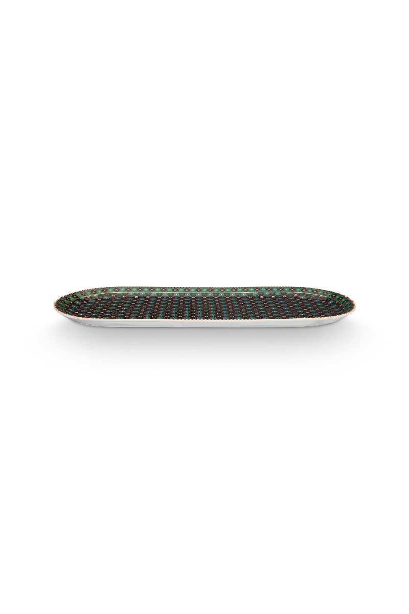 Pip Studio Clover Green Cakeschaal - Porselein - 33,3 cm x 15,5 cm