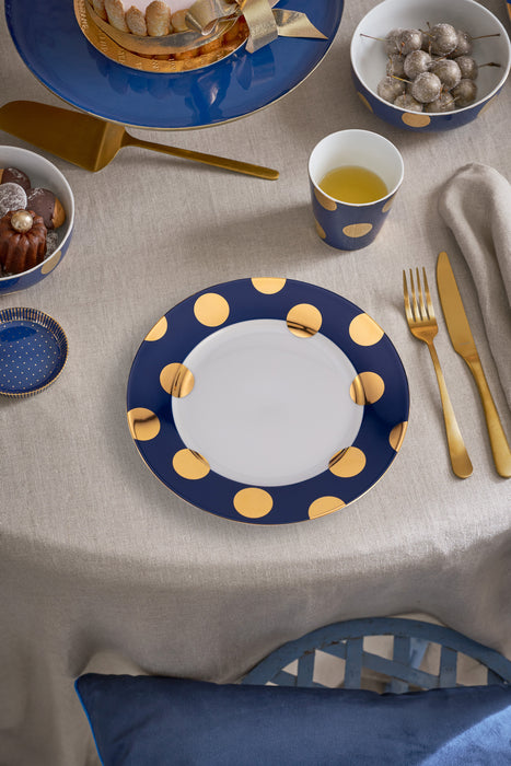 Pip Studio Dot Delight Navy-Gold Ontbijtbord - Porselein - Ø 23 cm