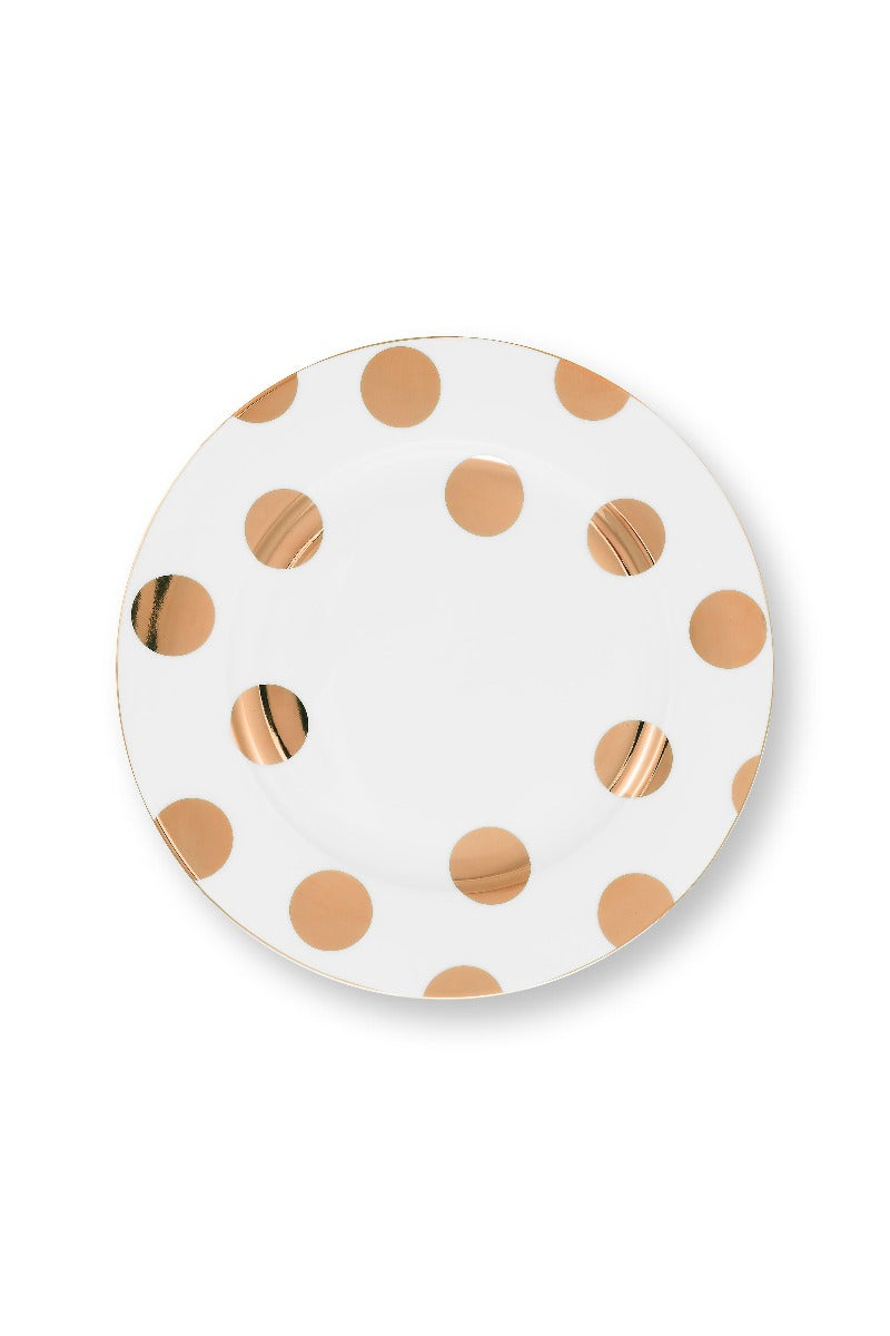 Pip Studio Dot Delight White-Gold Ontbijtbord - Porselein - Ø 23 cm