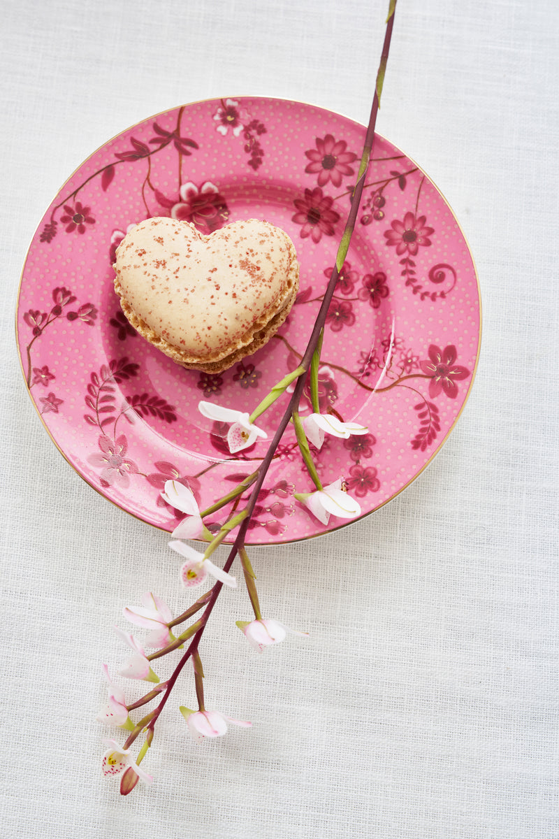 Pip Studio Jolie Flower Pink Petit Four Bordje - Porselein - Ø 12 cm