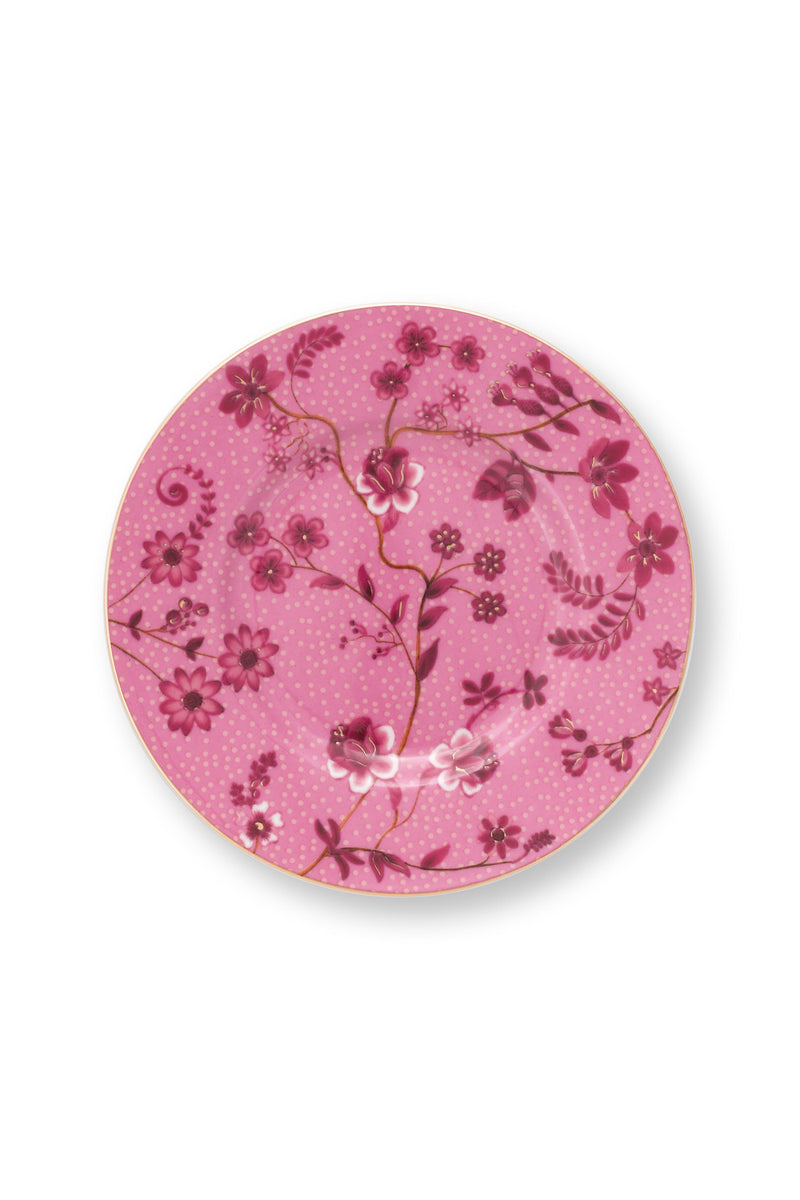Pip Studio Jolie Flower Pink Petit Four Bordje - Porselein - Ø 12 cm
