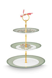 Pip Studio Lily&Lotus Light Green Etagère 3 Laags - Porselein