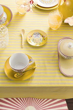 Pip Studio Lily & Lotus Yellow Petit Four Bordje - Porselein - Ø 12 cm