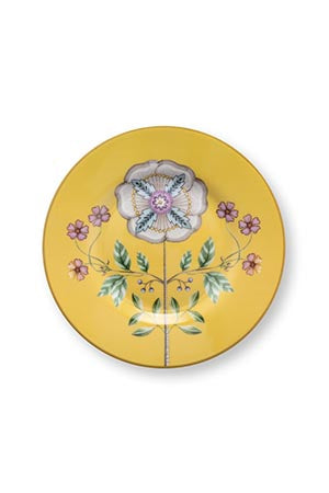 Pip Studio Lily & Lotus Yellow Petit Four Bordje - Porselein - Ø 12 cm